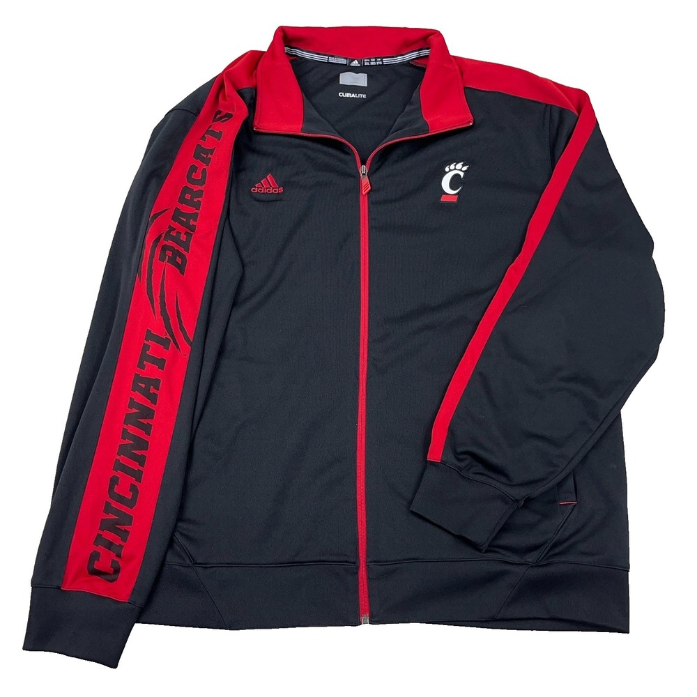 Cincinnati Bearcats Jacket‎ Men XXL 2XL Black Full Zip Track Suit Warm Up Adidas
